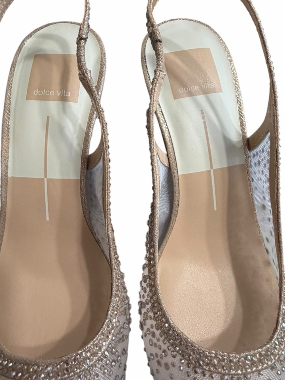 Dolce Vita Champagne Beaded Pointed Slingback Flats - Picture 3 of 8